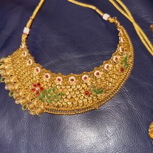 Gold plated kundan set